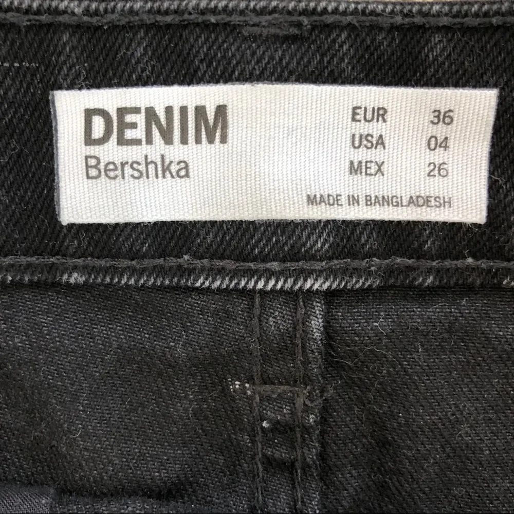 Bershka Denim Black Asymmetrical Y2K Jean Skirt Button Fly 4